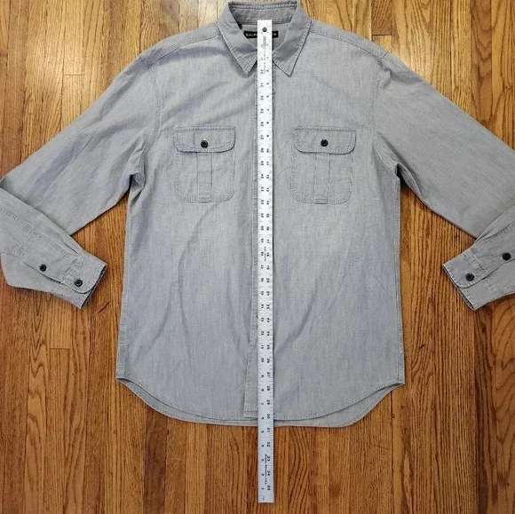 Ralph Lauren Black Label Mens Denim Button Down Shirt Size L Grey - Picture 5 of 10
